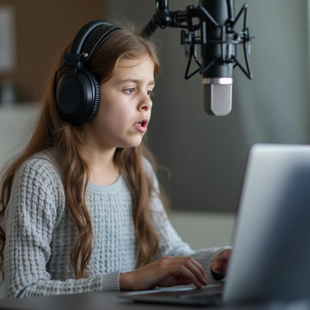 Persona aprendiendo canto online